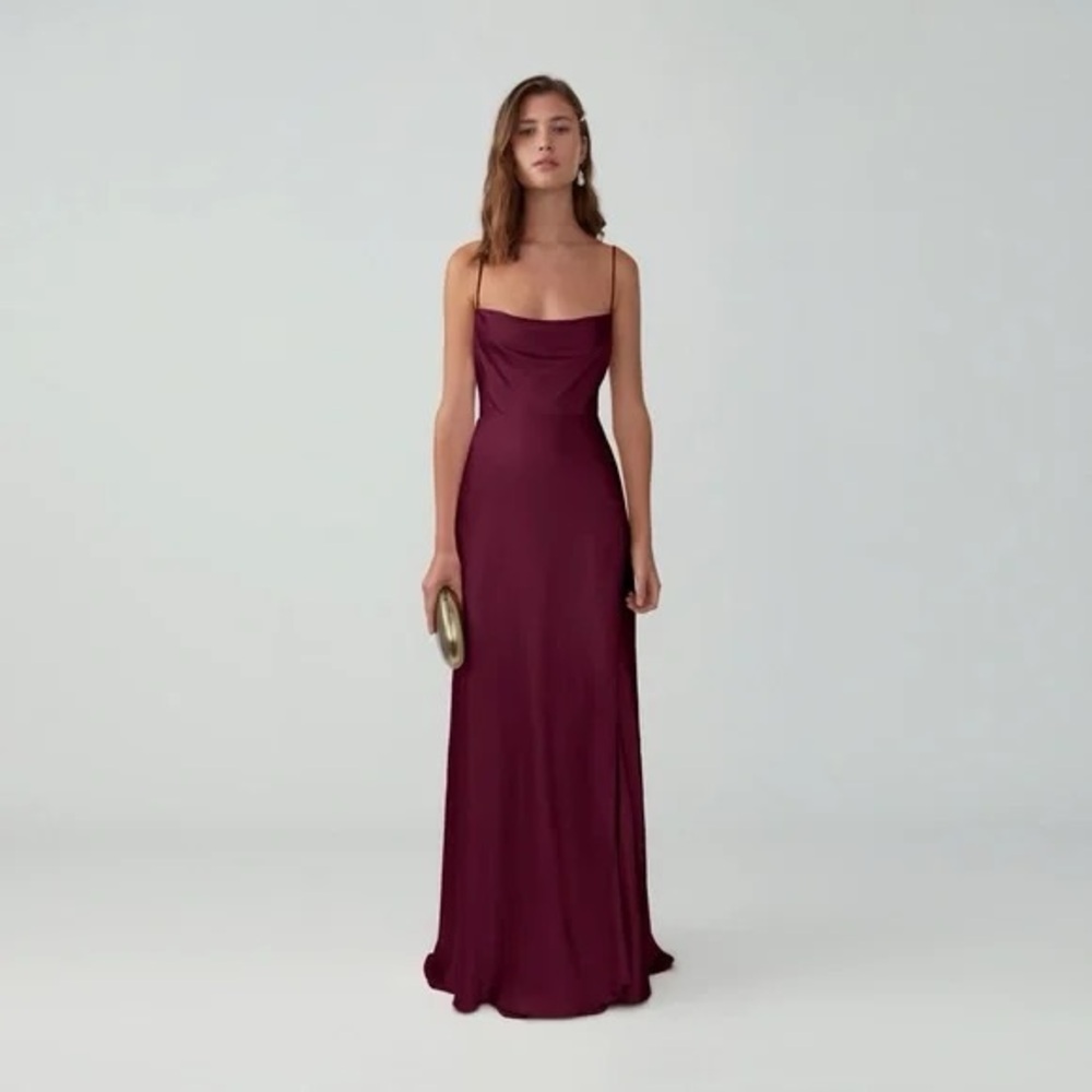 Fame and Partners Strappy Draped Gown in Wine Color - Size 4